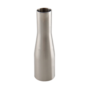 Concentric reducer, 1.5-inch by 1-inch butt weld connection, made of 316L stainless steel, 5-inch overall length, with a 20RA inner diameter finish and 32RA outer diameter finish, SF1 compliant.