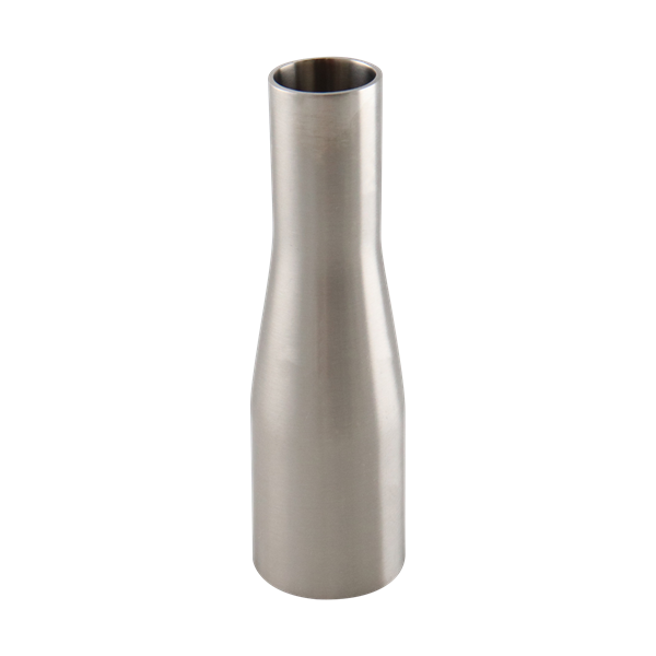 Concentric reducer, 1.5-inch by 1-inch butt weld connection, made of 316L stainless steel, 5-inch overall length, with a 20RA inner diameter finish and 32RA outer diameter finish, SF1 compliant.