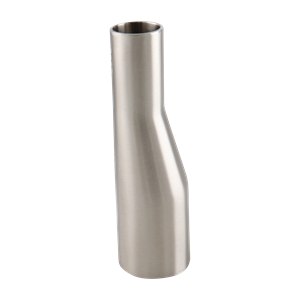 Eccentric reducer with dimensions 1.5 inches x 1 inch, butt-weld connection, made from 316L stainless steel, with a 5-inch overall length, 20RA internal finish, 32RA outer finish, and SF1 compliant.