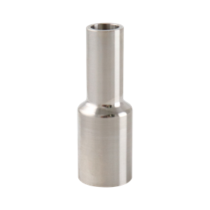 Concentric Reducer, 0.75-inch x 0.5-inch, Tri-Clamp to Butt Weld connection, made of 316L stainless steel, 2.625 inches long, 20RA internal surface finish, 32RA external finish, SF1 BPE compliant.