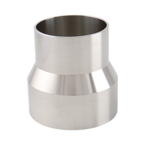 concentric reducer, 2.5-inch x 2-inch butt-weld, made from 316L stainless steel, with 2.5-inch overall length, 20RA interior and 32RA exterior surface finish, SF1 BPE compliant