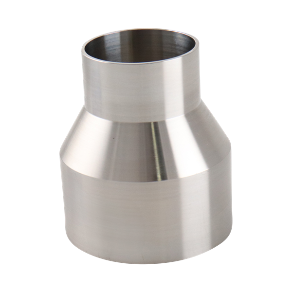 concentric reducer, 3-inch x 2-inch butt-weld, made from 316L stainless steel, with 3.375-inch overall length, 20RA interior, and 32RA exterior surface finish, SF1 BPE compliant
