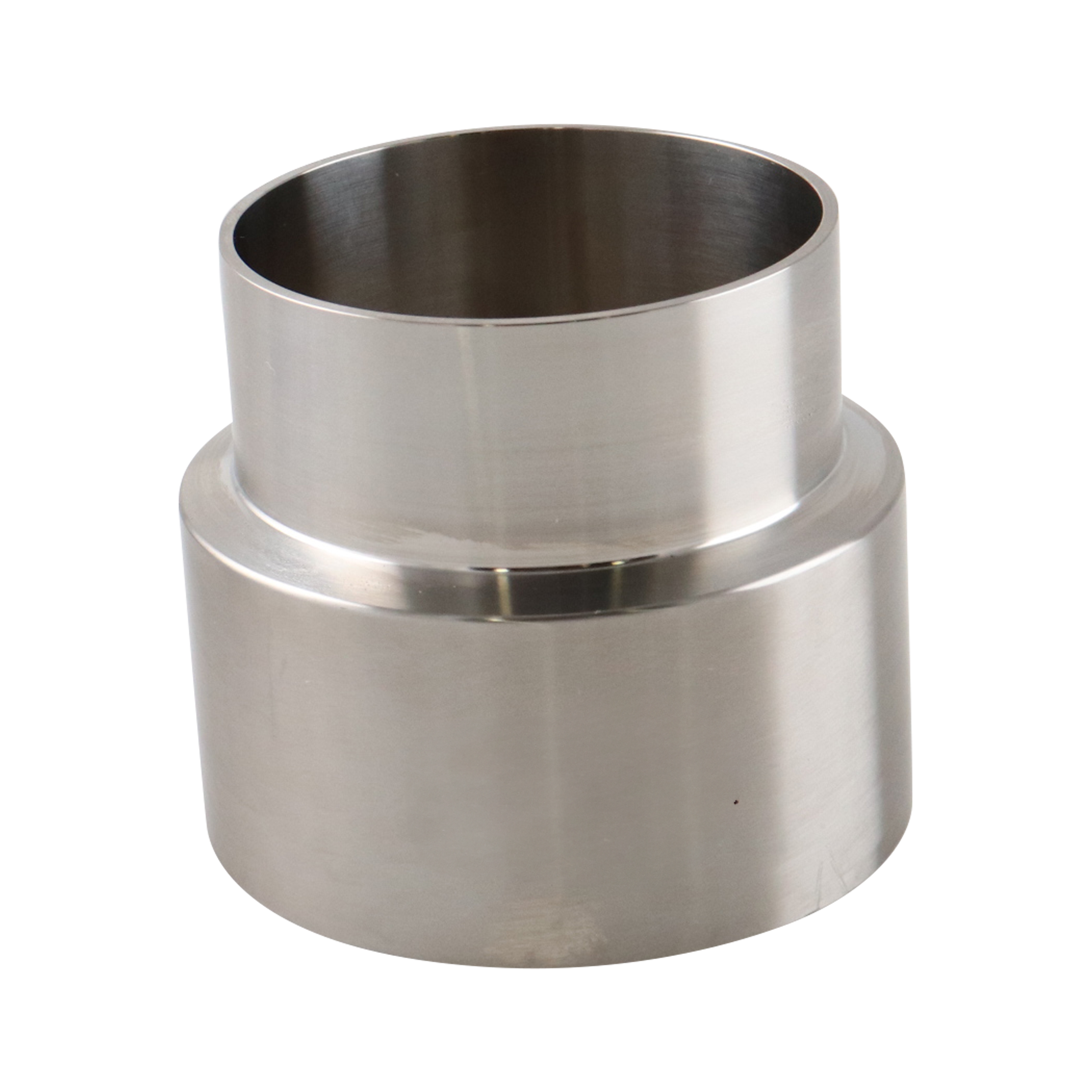 Concentric Reducer, 3-inch to 2.5-inch butt weld connection, made of 316L stainless steel, with a 2.625-inch overall length, 20RA inner diameter, and 32RA outer diameter, compliant with SF1 BPE standards.