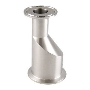 Eccentric reducer 2x1 tri-clamp 316L 4.375" OAL with 20Ra inner diameter 32Ra outer diameter BPE SF1 finish