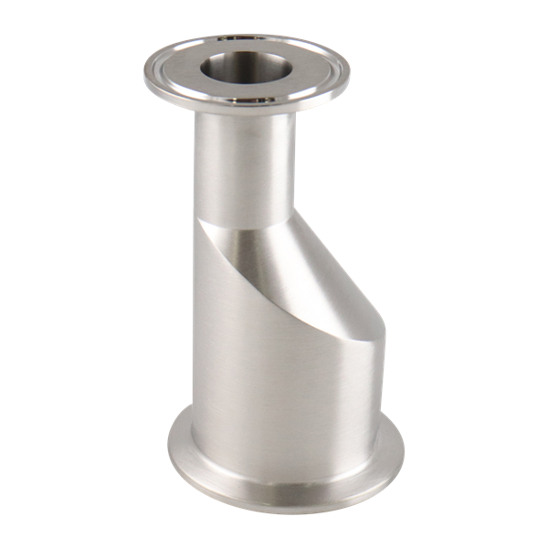 Eccentric reducer 2x1 tri-clamp 316L 4.375" OAL with 20Ra inner diameter 32Ra outer diameter BPE SF1 finish