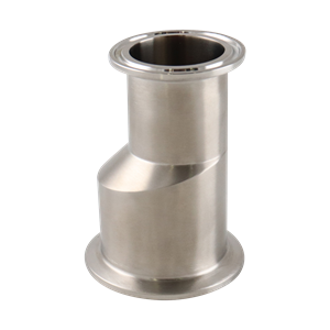 Eccentric reducer with a 2-inch by 1.5-inch tri-clamp connection, made of 316L stainless steel, 3.5 inches in overall length, with a 20RA inner diameter finish and 32RA outer diameter finish, SF1 BPE compliant.