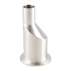 Eccentric reducer with 1.5-inch by 0.75-inch tri-clamp to butt-weld connections, 3.5 inches overall length, 20RA internal finish, 32RA external finish, compliant with SF1 BPE standards.