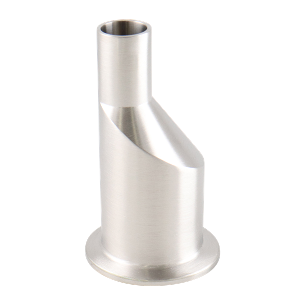 Eccentric reducer with 1.5-inch by 0.75-inch tri-clamp to butt-weld connections, 3.5 inches overall length, 20RA internal finish, 32RA external finish, compliant with SF1 BPE standards.