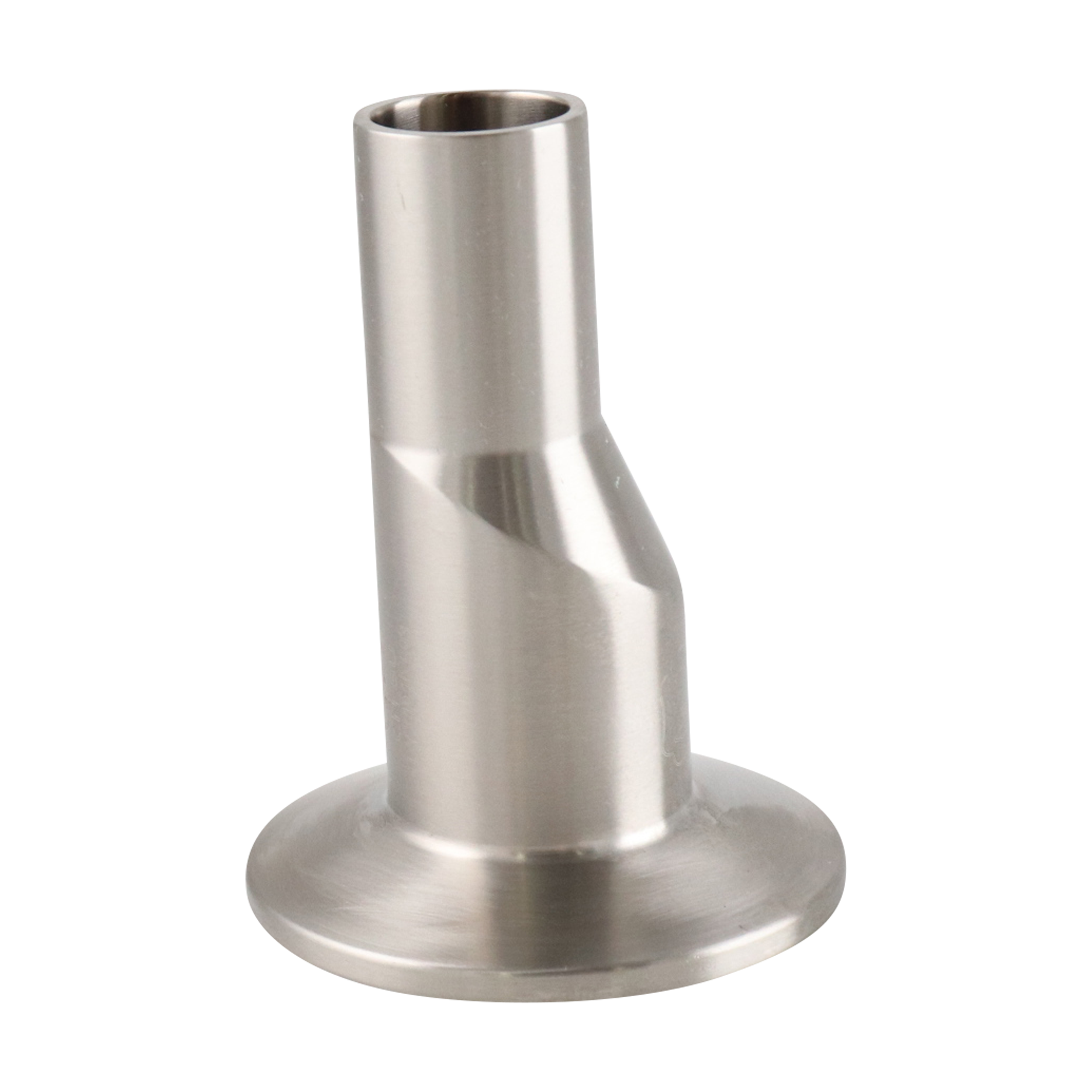 Eccentric reducer 1" x 0.5" tri-clamp x butt weld, 316L, 3" OAL, 20Ra ID, 32Ra OD, SF1 BPE