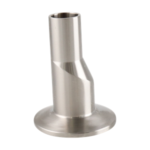 Eccentric reducer 1" x 0.5" tri-clamp x butt weld, 316L, 3" OAL, 20Ra ID, 32Ra OD, SF1 BPE