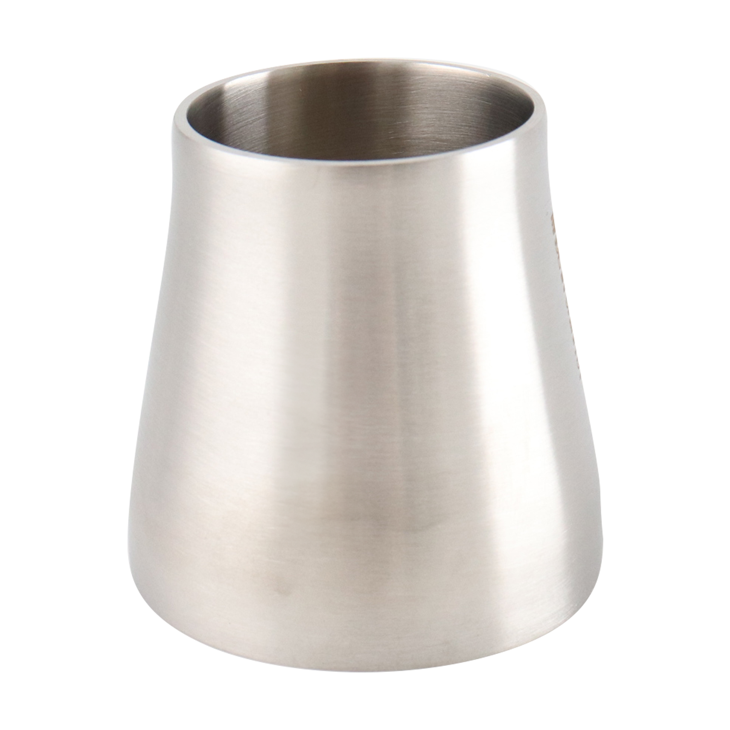 concentric reducer, 2-inch x 1.5-inch butt-weld, made from 304 stainless steel, 2-inch overall length, with 32RA interior and exterior surface finish
