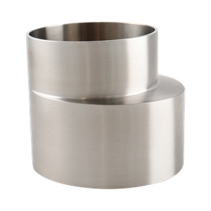 Eccentric Reducer, 3-inch to 2.5-inch butt weld connection, made of 316L stainless steel, with a 2.625-inch overall length, 20RA inner diameter, and 32RA outer diameter, compliant with SF1 BPE standards.
