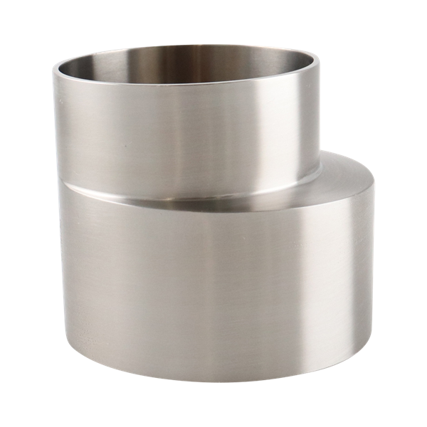 Eccentric Reducer, 3-inch to 2.5-inch butt weld connection, made of 316L stainless steel, with a 2.625-inch overall length, 20RA inner diameter, and 32RA outer diameter, compliant with SF1 BPE standards.
