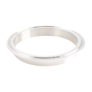 4-inch Tri-Clamp ferrule, made from 304 stainless steel, with 0.625-inch overall length and 32RA interior and exterior surface finish
