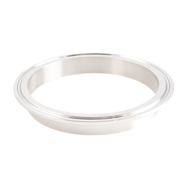 4-inch Tri-Clamp ferrule, made from 304 stainless steel, with 0.625-inch overall length and 32RA interior and exterior surface finish
