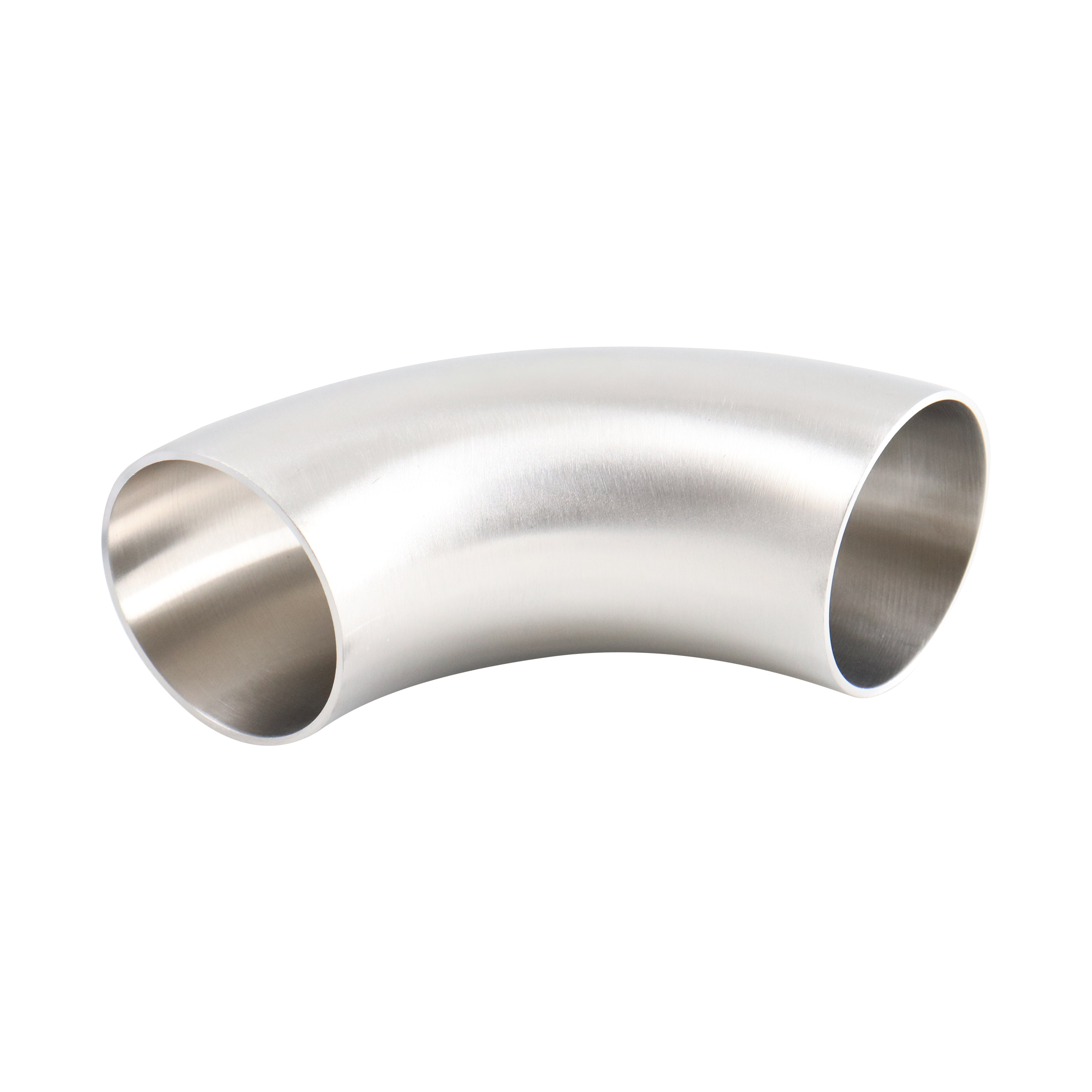 90-degree elbow, 2.5-inch butt-weld with no tangent, made from 304 stainless steel, with 32RA interior and exterior surface finish
