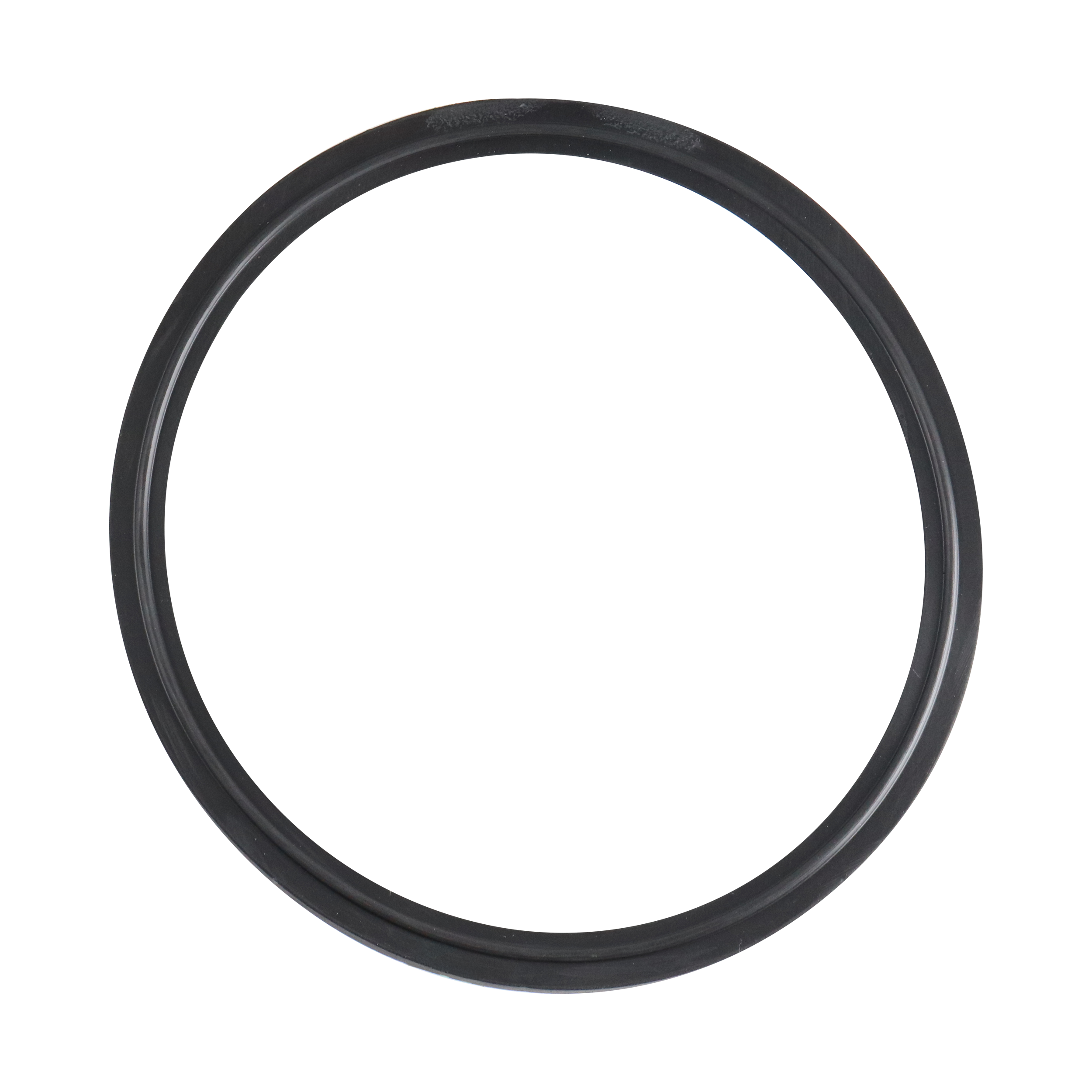Flanged gasket for 6-inch tri-clamp connections, made of EPDM material, USP Class VI compliant.