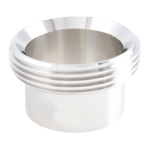 Ferrule 2" threaded bevel seat 316L 1.5" OAL 32Ra inner diameter 32Ra outer diameter