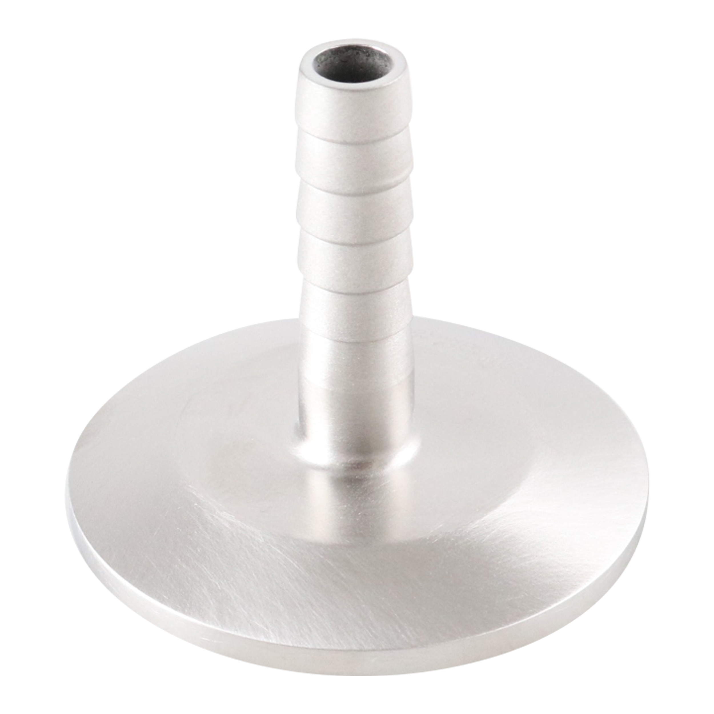 Hose barb adapter 1.5" tri-clamp x 0.25" hose barb 316L 20Ra ID 32Ra OD