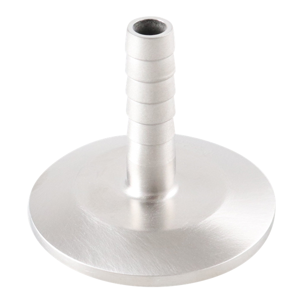 Hose barb adapter 1.5" tri-clamp x 0.25" hose barb 316L 20Ra ID 32Ra OD