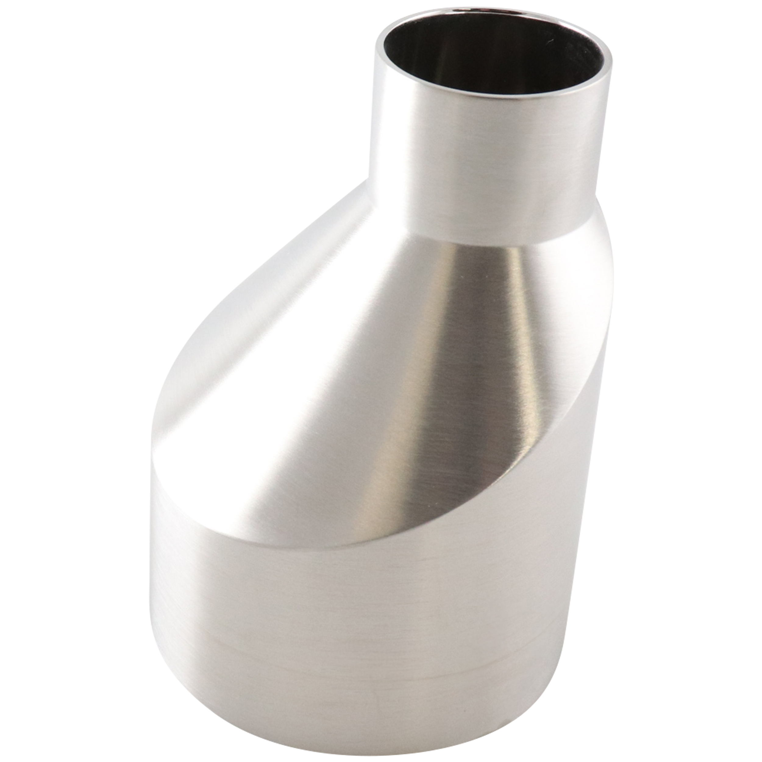 Eccentric reducer 3x1.5 butt weld 316L 4.25" OAL 15Ra EP inner diameter 32Ra outer diameter BPE SF4