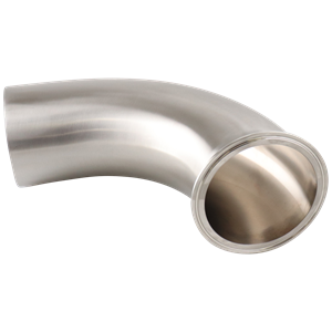 90-degree elbow, 4-inch Tri-Clamp to butt-weld, made from 316L stainless steel, with 20RA interior and 32RA exterior surface finish, SF1 BPE compliant
