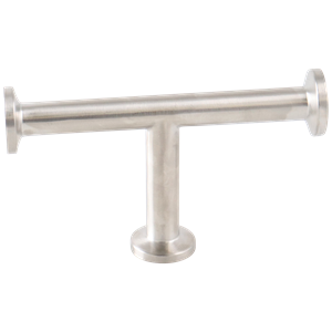0.5-inch tri-clamp tee, made from 316L stainless steel, featuring 15RA EP internal finish and 32RA external finish, SF4 BPE compliant.
