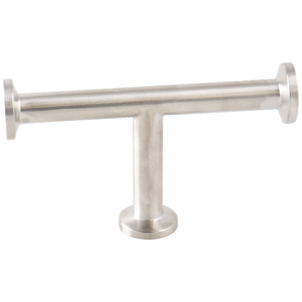 0.5-inch tri-clamp tee, made from 316L stainless steel, featuring 15RA EP internal finish and 32RA external finish, SF4 BPE compliant.
