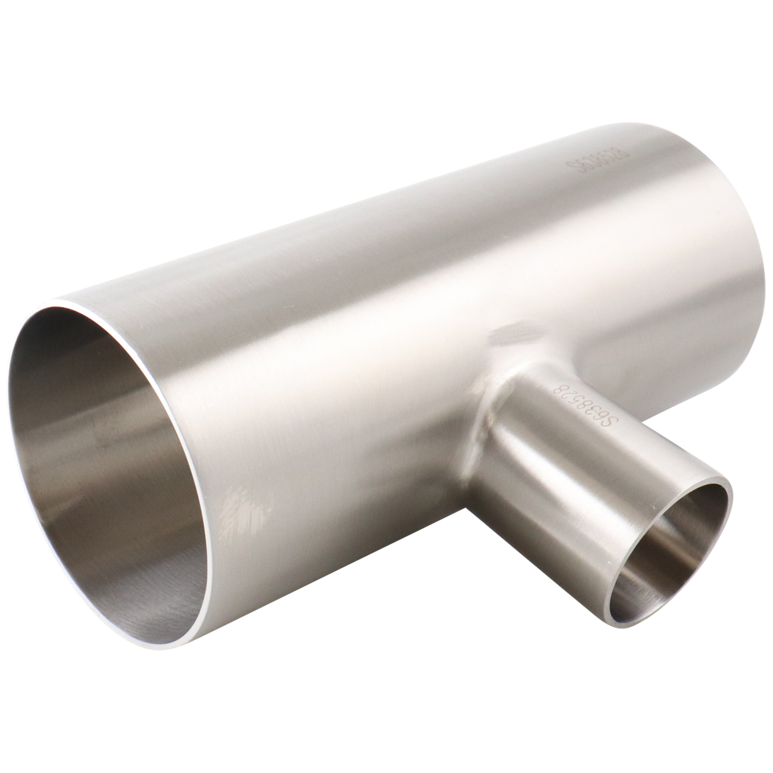 reducing tee, 3-inch x 1.5-inch butt-weld, made from 304 stainless steel, with 32RA interior and exterior surface finish