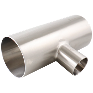 reducing tee, 3-inch x 1.5-inch butt-weld, made from 304 stainless steel, with 32RA interior and exterior surface finish