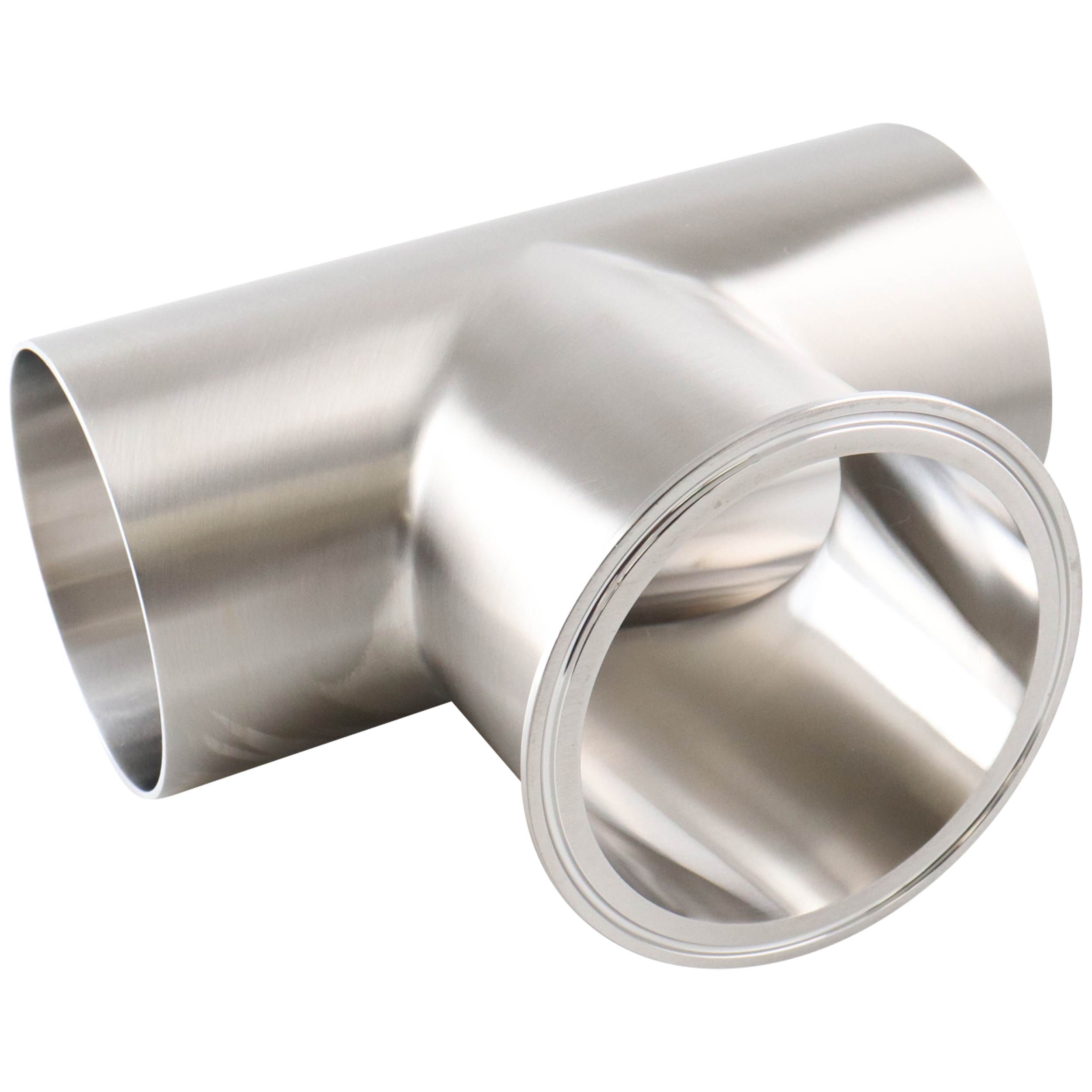 Tee 4" butt weld run x tri-clamp branch 316L 20Ra inner diameter 32Ra outer diameter BPE SF1