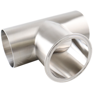 Tee 4" butt weld run x tri-clamp branch 316L 20Ra inner diameter 32Ra outer diameter BPE SF1