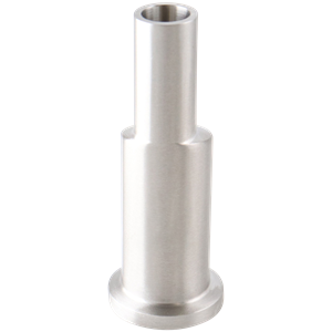 Eccentric reducer 0.75" x 0.5" tri-clamp x butt weld, 2.625" overall length, 20Ra inner diameter, 32Ra outer diameter, SF1 bpe finish