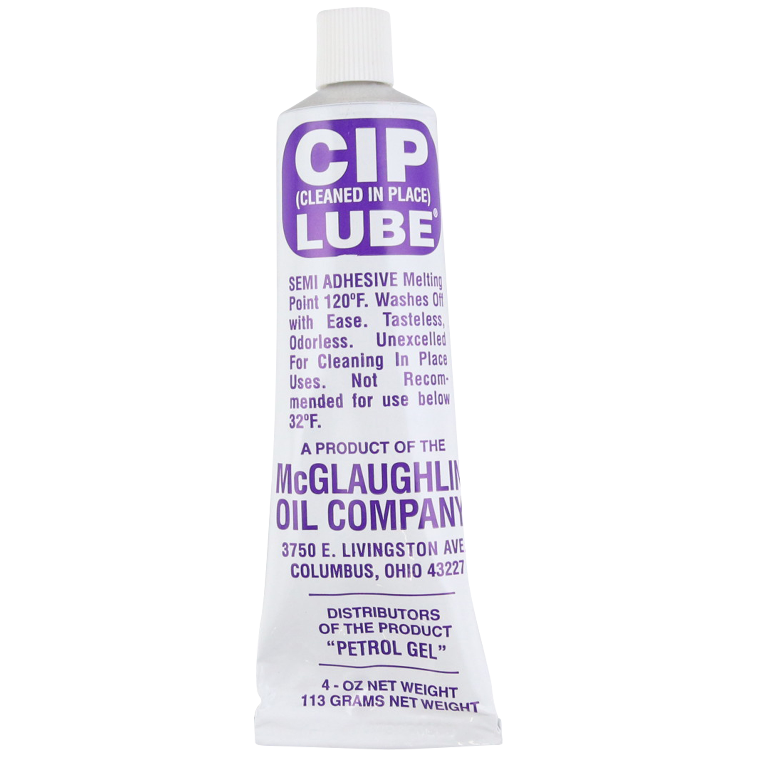 CIP lube sanitary lubricant, sold in boxes of 12 tubes, 4oz each
