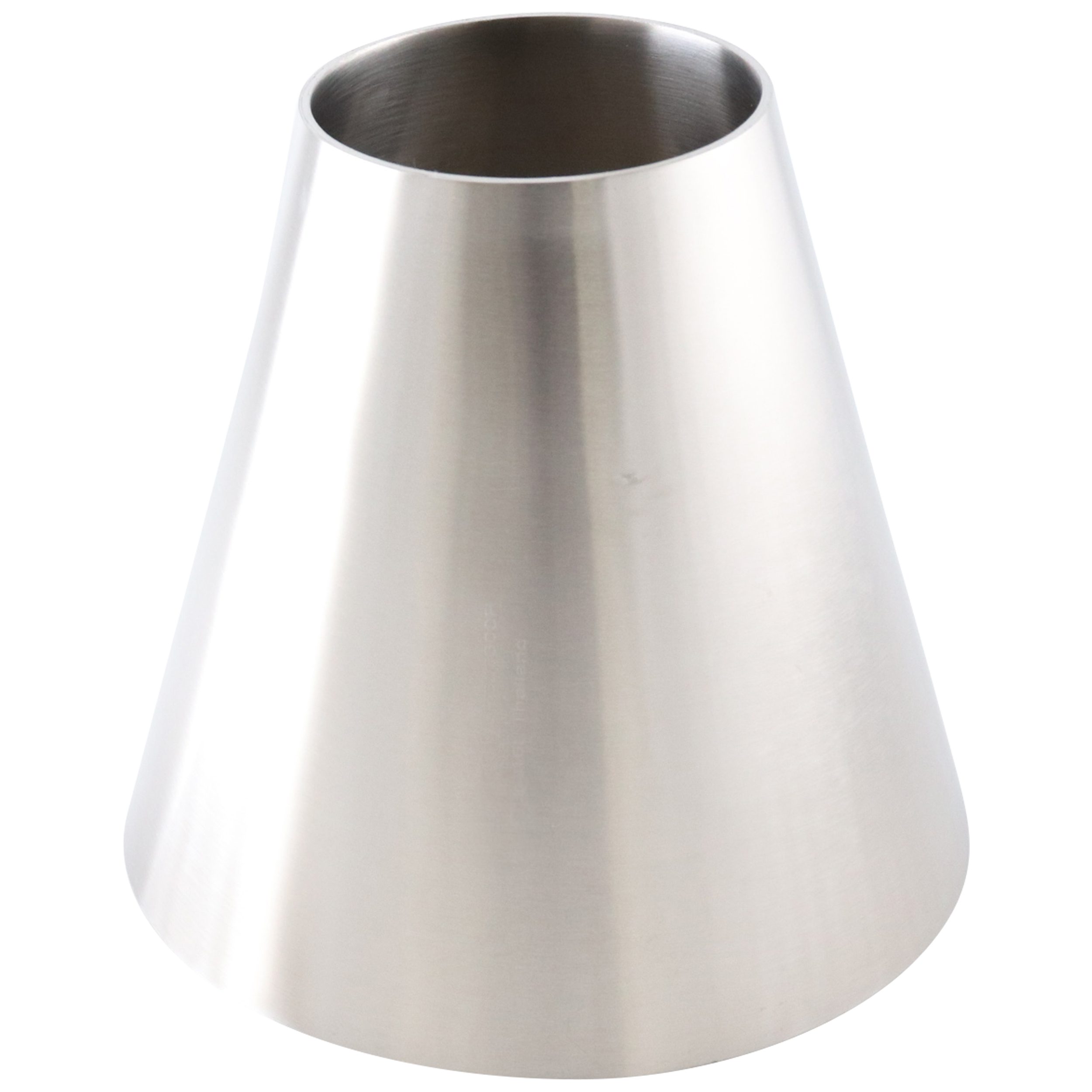 6-inch by 3-inch stainless steel concentric reducer, butt-weld style, made from 304 material, with a 5.5-inch overall length and 32RA internal and external finish.
