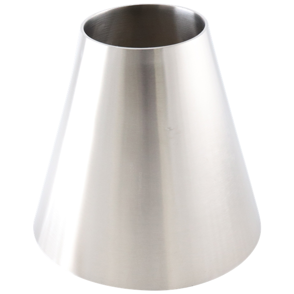 6-inch by 3-inch stainless steel concentric reducer, butt-weld style, made from 304 material, with a 5.5-inch overall length and 32RA internal and external finish.
