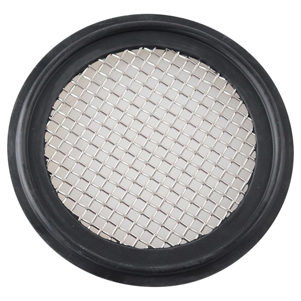 Screen gasket for 1.5-inch tri-clamp connections, made from EPDM with 10 mesh, USP Class VI compliant.