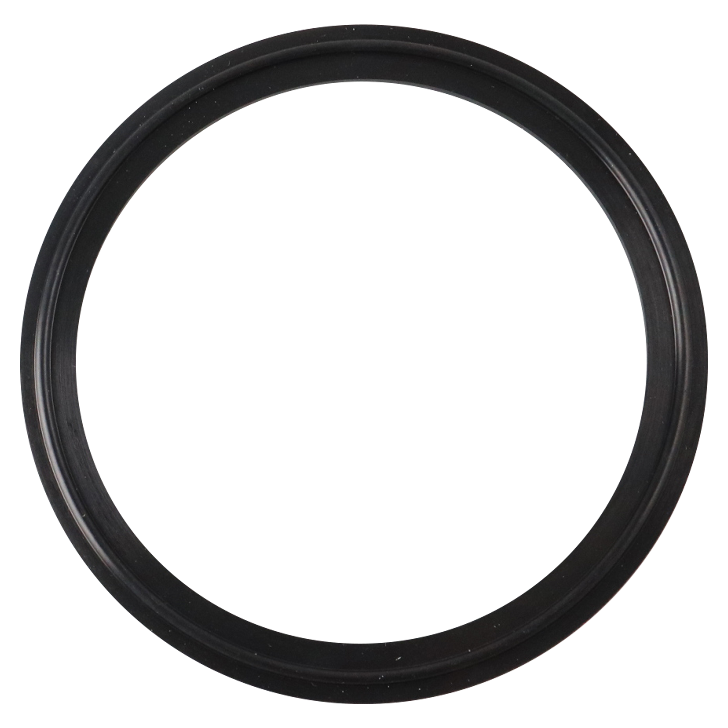4-inch Tri-Clamp gasket, made from black Buna material, suitable for hygienic applications