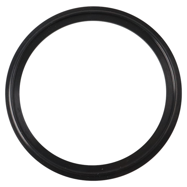4-inch Tri-Clamp gasket, made from black Buna material, suitable for hygienic applications