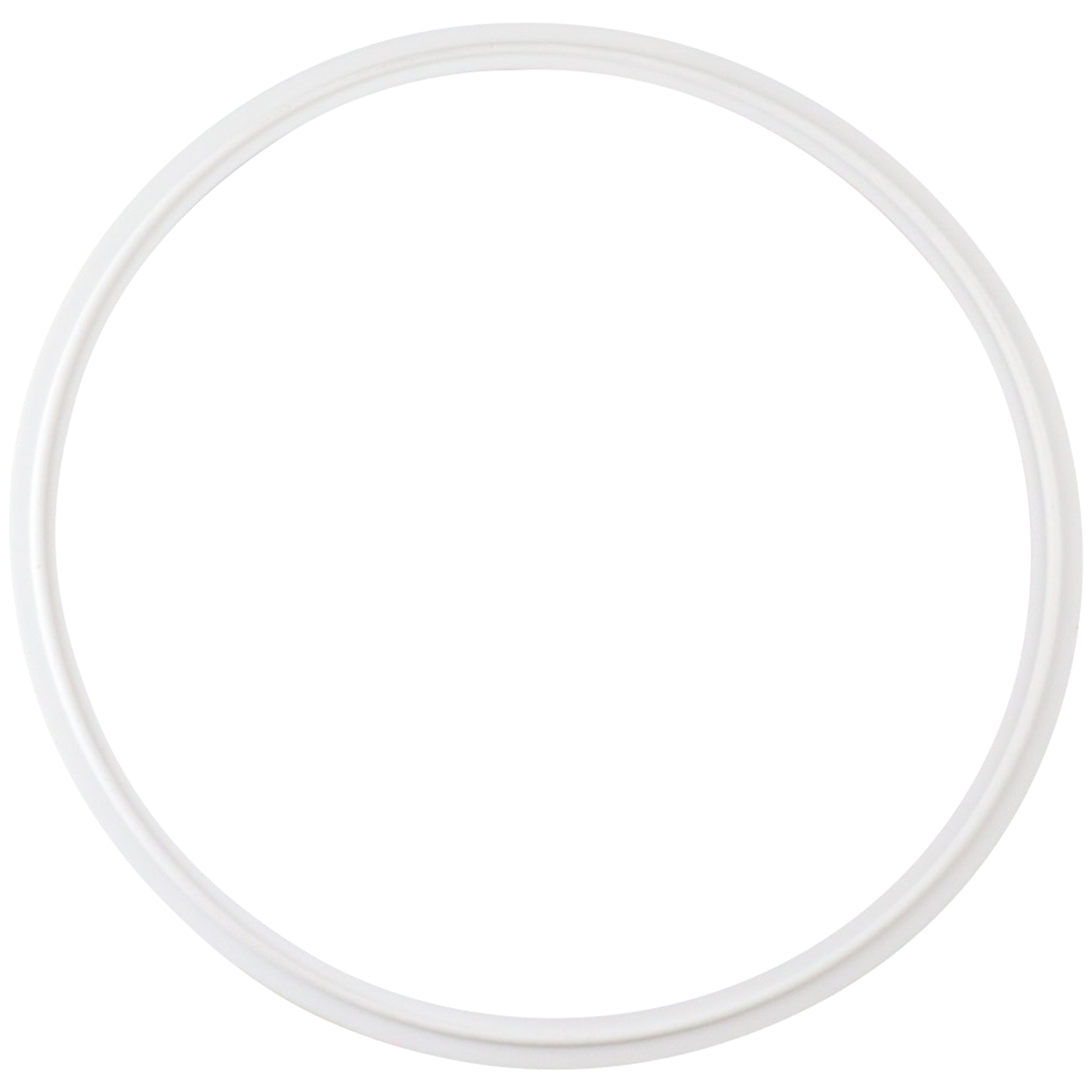 Flanged gasket for 8-inch tri-clamp connections, made from white silicone.