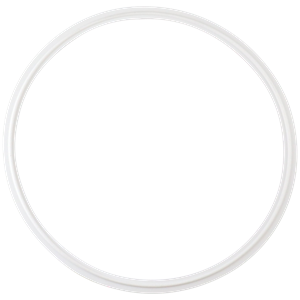 Flanged gasket for 8-inch tri-clamp connections, made from white silicone.