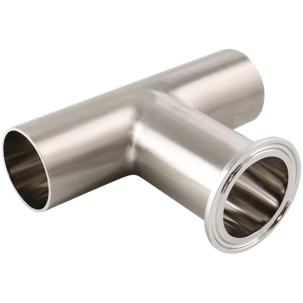Tee fitting with dimensions 1.5 inches, featuring a butt-weld run and a tri-clamp branch, made from 316L stainless steel, with a 15RA internal electropolished finish, 32RA outer finish, and SF4 BPE compliance.