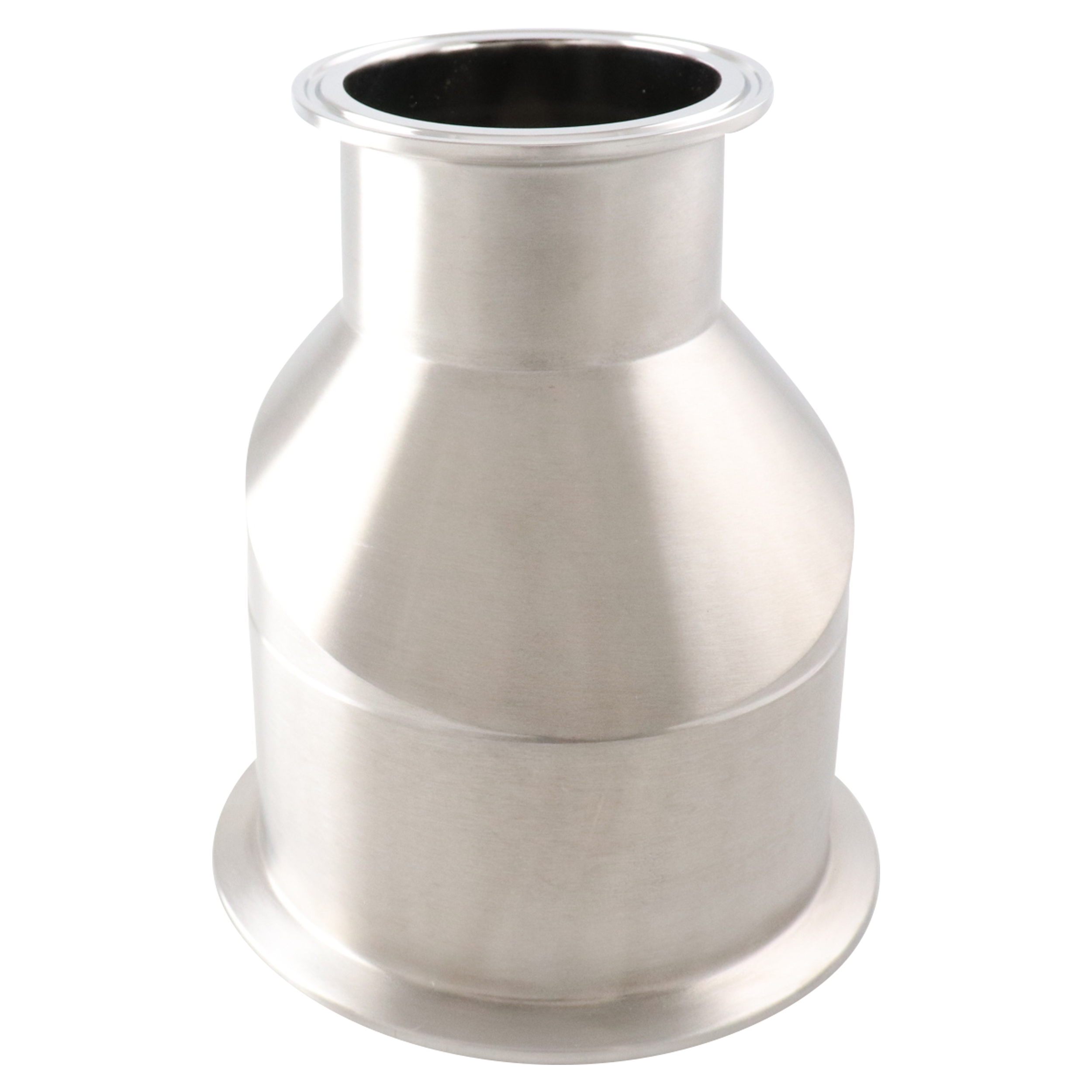 Concentric reducer, 4x3 tri-clamp x butt weld, 316L, 4.5" OAL, 20Ra ID, 32Ra OD, SF1 BPE