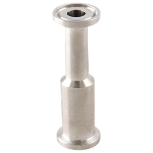 Concentric reducer with dimensions 0.75 inches x 0.5 inches, tri-clamp connection, made from 316L stainless steel, 3.125-inch overall length, 20RA internal finish and 32RA outer finish, SF1 BPE compliant.
