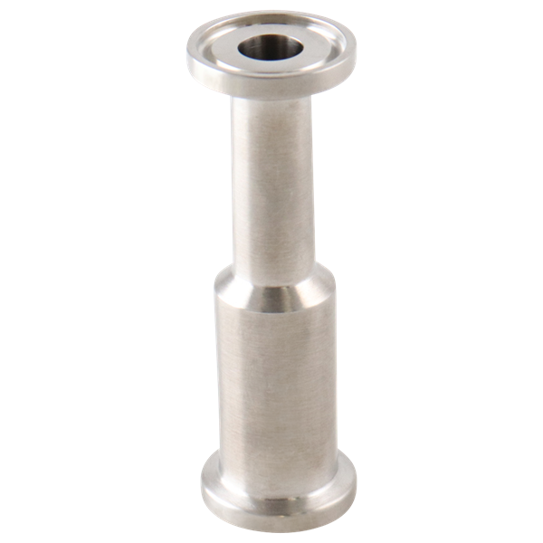 Concentric reducer with dimensions 0.75 inches x 0.5 inches, tri-clamp connection, made from 316L stainless steel, 3.125-inch overall length, 20RA internal finish and 32RA outer finish, SF1 BPE compliant.