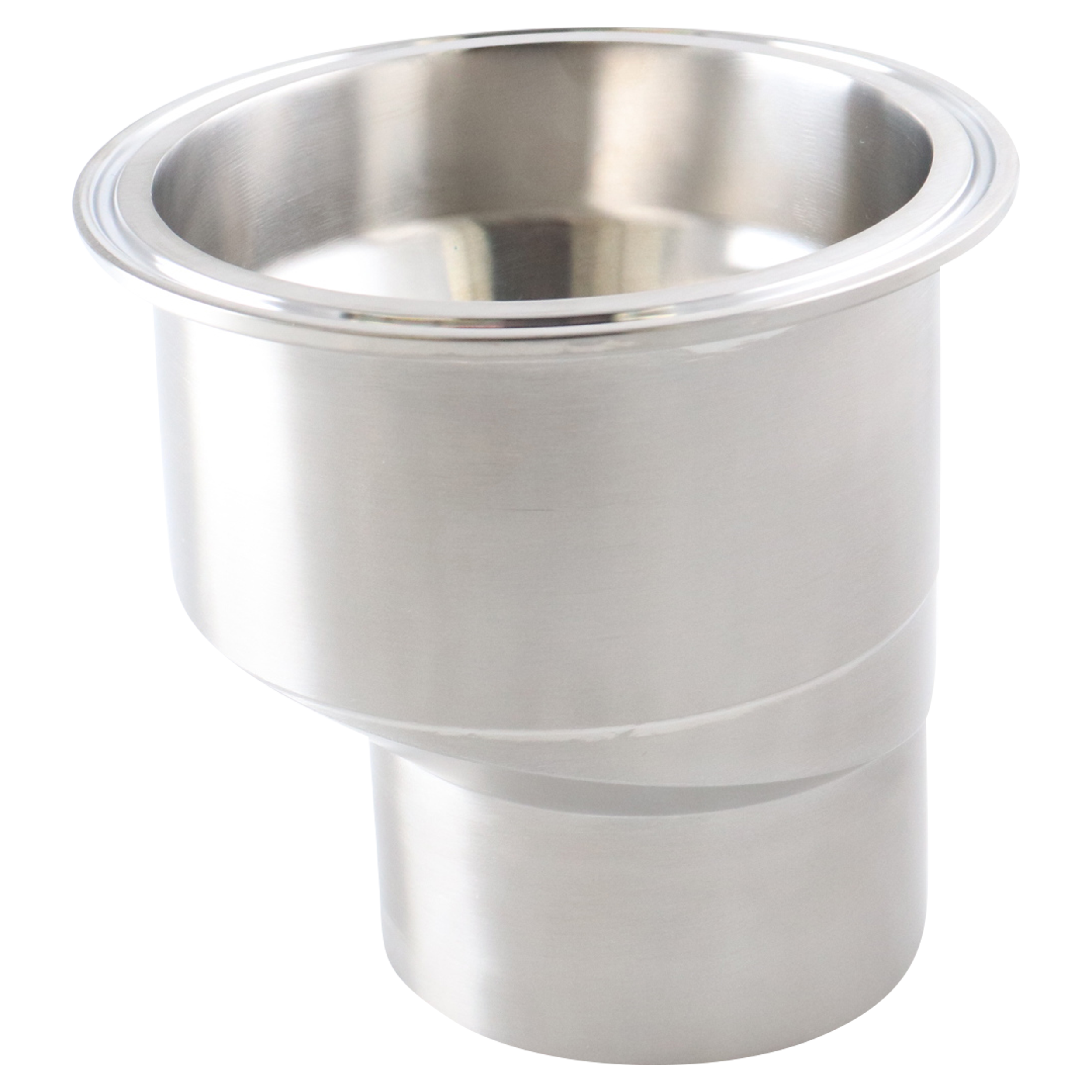Eccentric reducer 4" x 3" tri-clamp x butt weld, 316L, 4.5" OAL, 20Ra ID, 32Ra OD, SF1 BPE finish
