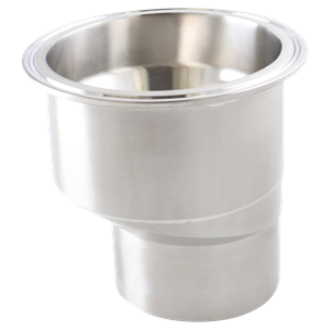 Eccentric reducer 4" x 3" tri-clamp x butt weld, 316L, 4.5" OAL, 20Ra ID, 32Ra OD, SF1 BPE finish
