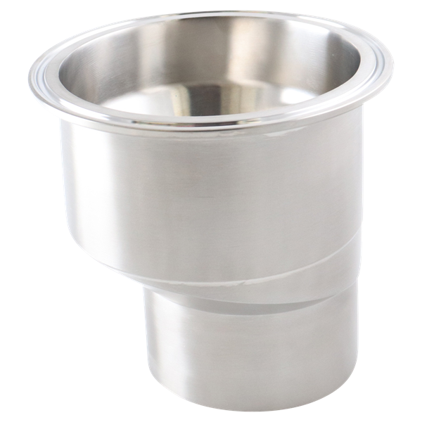 Eccentric reducer 4" x 3" tri-clamp x butt weld, 316L, 4.5" OAL, 20Ra ID, 32Ra OD, SF1 BPE finish