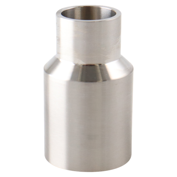Adapter, 0.75-inch Schedule 10 pipe to 0.75-inch butt weld tube, made of 316L stainless steel, with a 1.75-inch overall length.