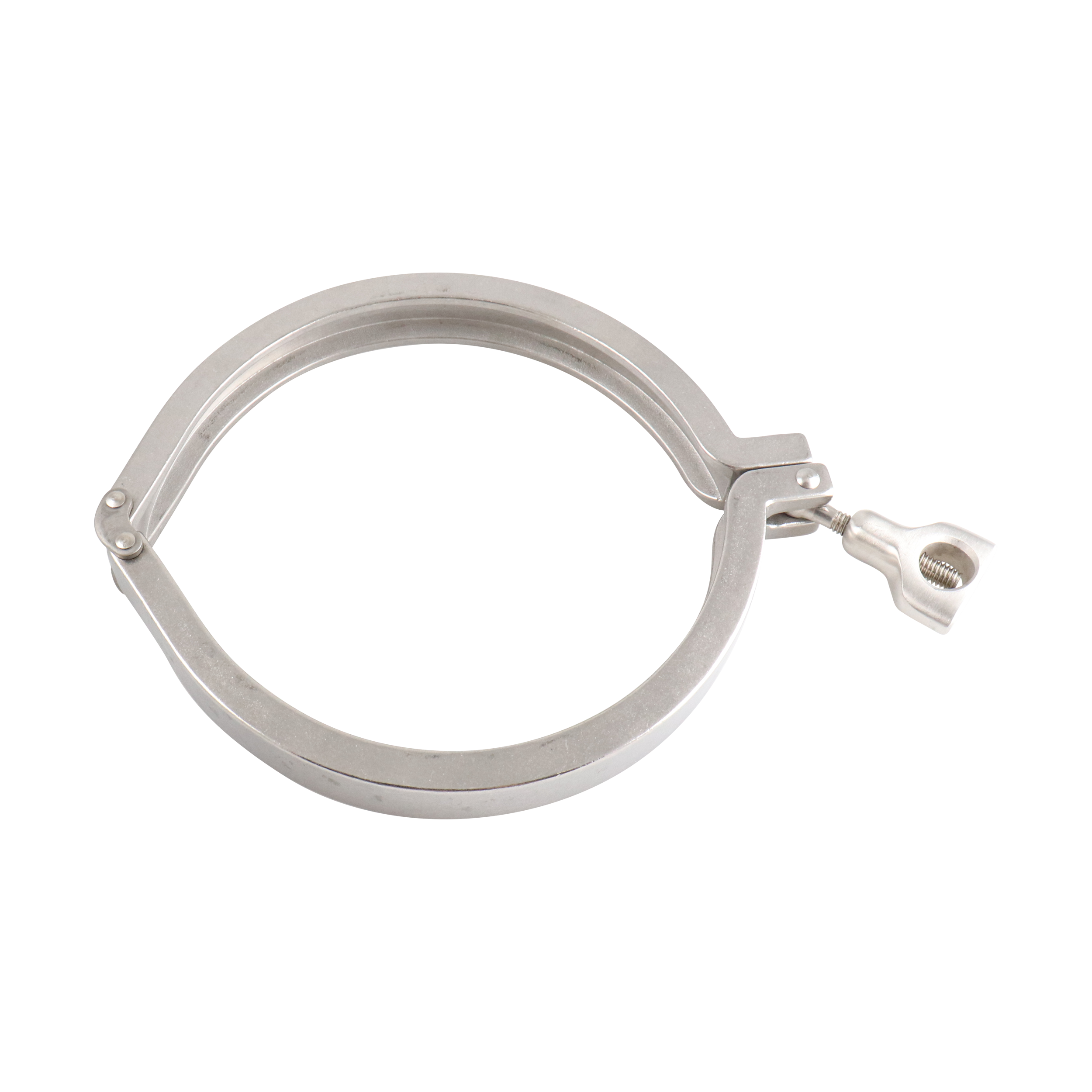 Double-hinged valve body, Schedule 5 (SCH 5), 6-inch size, Tri-Clamp connection, made of 304 stainless steel.